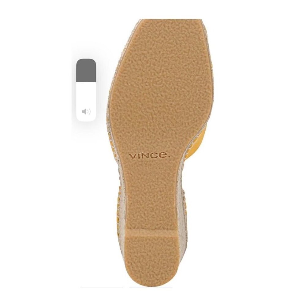 Vince Womens Papaya Yellow Suede Ankle Strap Espadrille Wedge Sandals Sz 8 M New - Picture 6 of 12